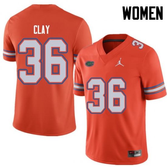 Women's Florida Gators #36 Robert Clay NCAA Jordan Brand Orange Authentic Stitched College Football Jersey ONE3662WQ